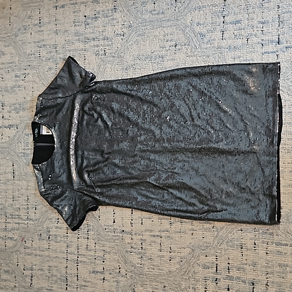 Lauren by Ralph Lauren charcoal silver sequin dress